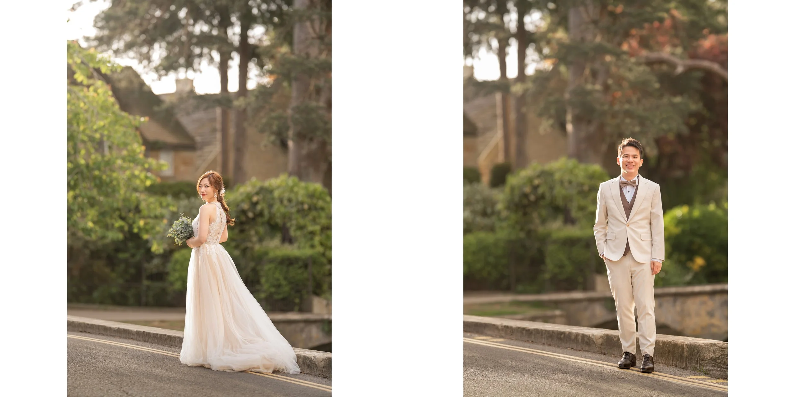Bridal and groom portraits in a leafy Cotswolds garden lane — Cotswolds pre-wedding by Kenn Photographic Arts