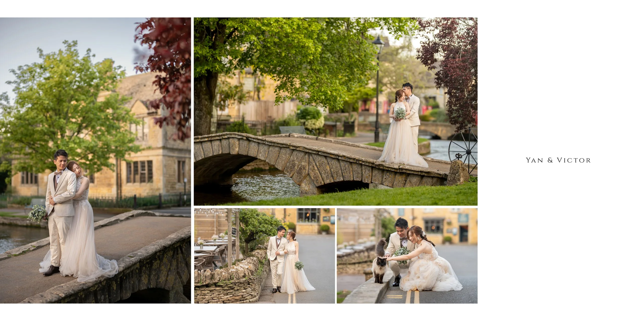 Yan & Victor by the low stone bridges of Bourton-on-the-Water — Cotswolds pre-wedding by Kenn Photographic Arts