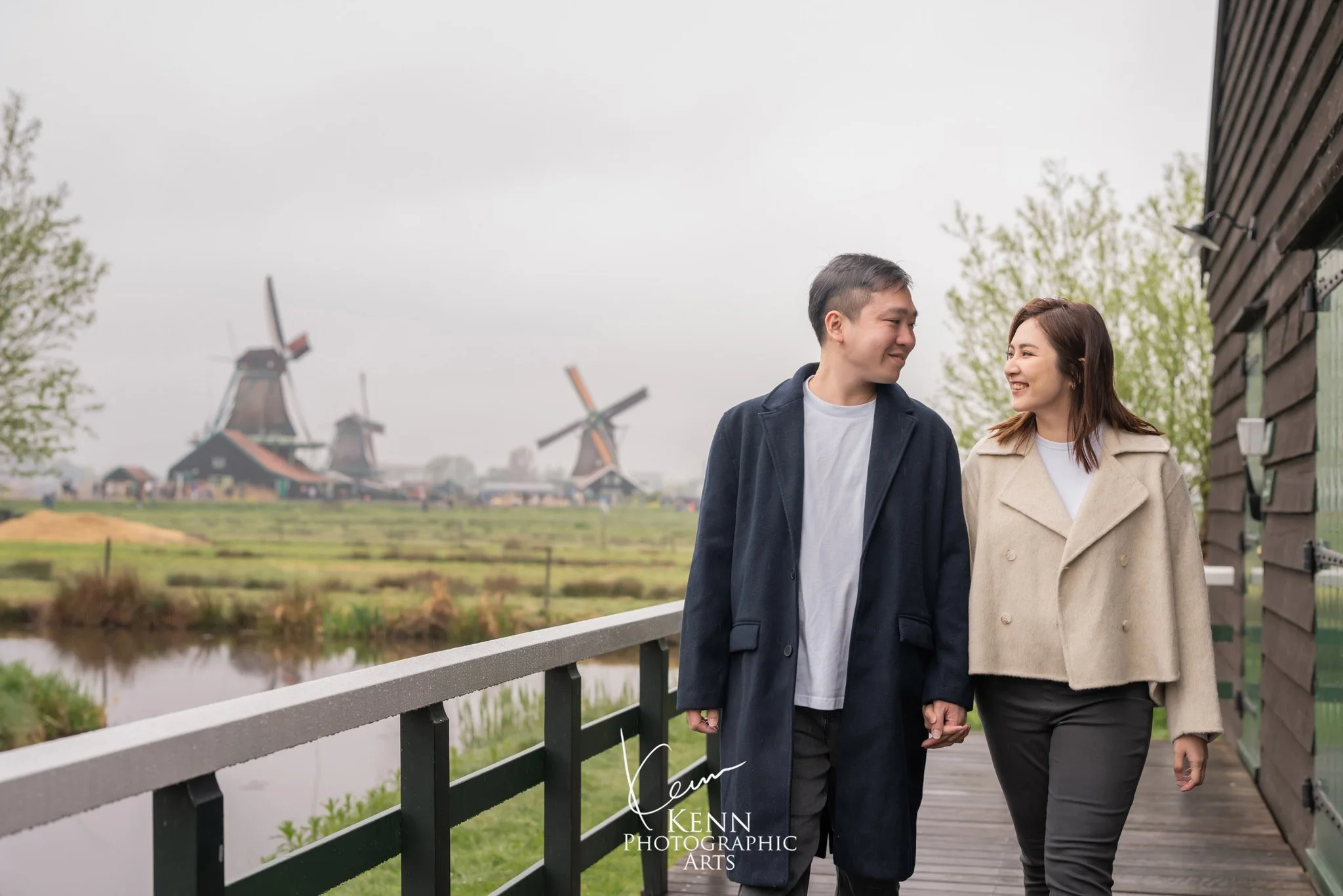 Michelle & Vincent walking among the windmills of Zaanse Schans — Netherlands pre-wedding by Kenn Photographic Arts