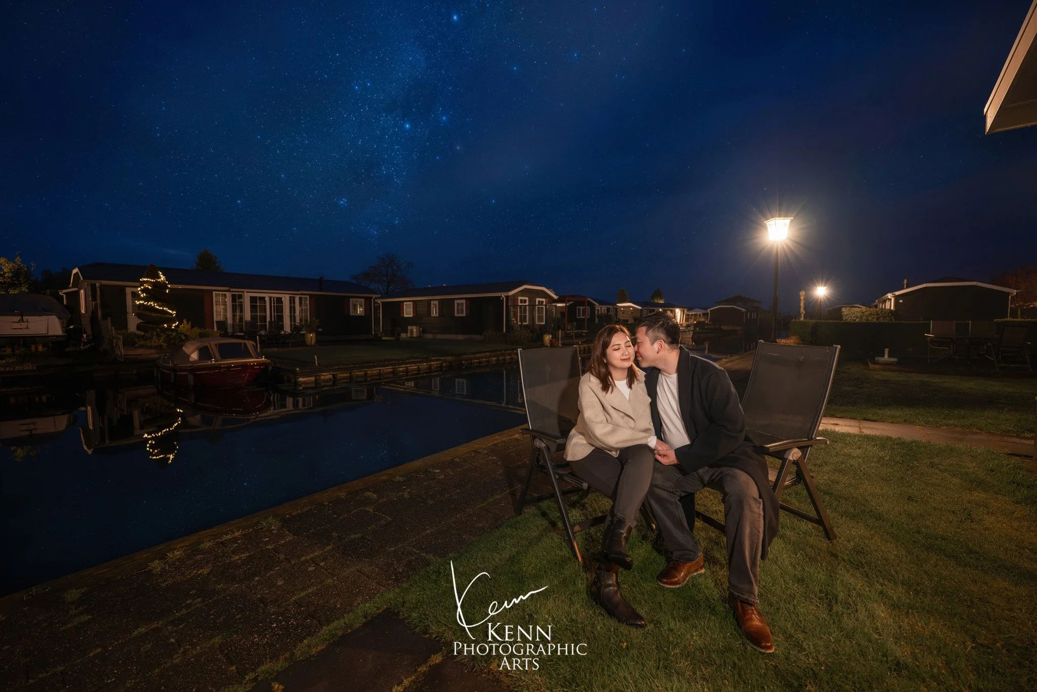 Michelle & Vincent by the water under a starry night sky in Giethoorn — Netherlands pre-wedding by Kenn Photographic Arts