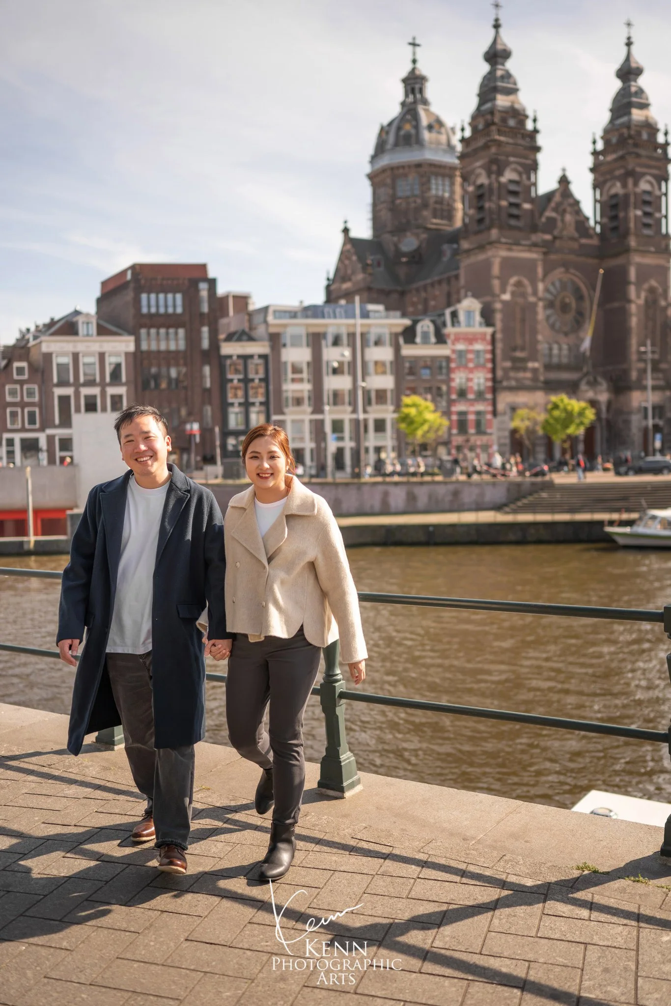Michelle & Vincent on the waterfront opposite the Basilica of St Nicholas — Netherlands pre-wedding by Kenn Photographic Arts